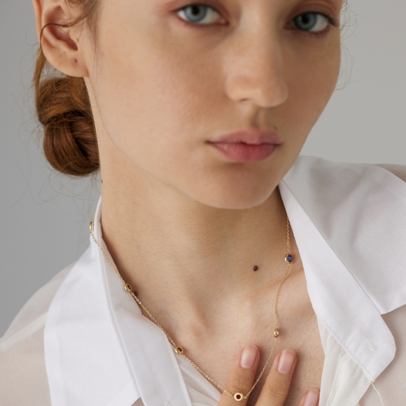 Delicate Colorful Diamonds Necklace - Picture 5 of 6